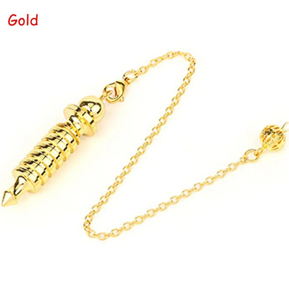 Metal Dowsing Pendulums for Divination Gold Silver Color Chain Pendant Reiki Pendulum Healing Pendule Wicca Metaphysical Pendulo