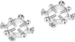 MIFYNN 2pcs Fake Nipple Rings for Women Surgical Steel Nipple Rings Cubic Zirconia Body Piercing Jewelry Adjustable Pressure Nipple Rings Nipple Shield Rings Bar Body Nipple Jewelry