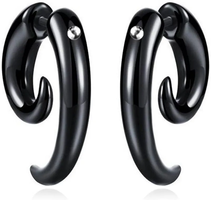 MIGUO STORE Unique Punk Black Round Horn Claw Stud Earrings Spiral Puncture Earrings for Women for Men Chic Personalized Geometry Stud Earrings Gift