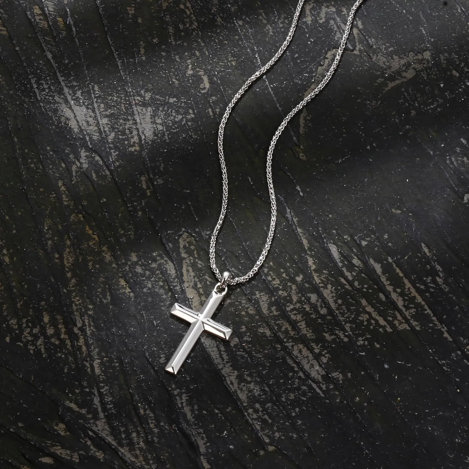 MILACOLATO Solid 925 Sterling Silver Cross Necklace for Men Women 1.5mm 2mm Durable Sterling Silver Chain with Cross Pendant for Men Silver Cross Crucifix Necklaces Jewelry 16-24 Inches (Wheat Chain/Rolo Chain/Rope Chain)