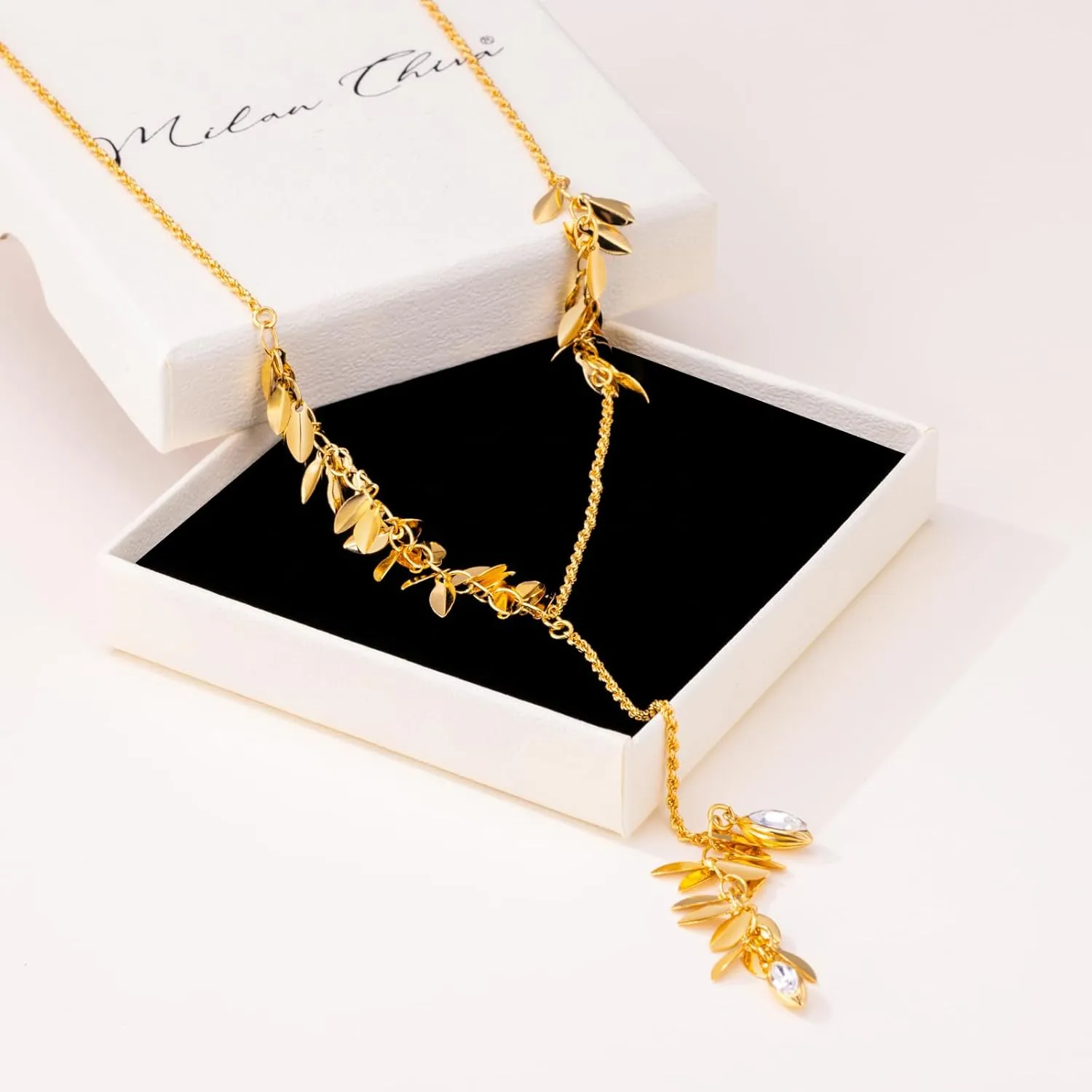 Milan Chiva Gold Necklaces for Women 14K Gold Plated Chain Lightweight Dainty Jewelry