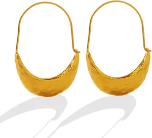Minimalist Chic Wire Threader Gold Howllow Out Huggie Hoop Earrings Dangle Drop Stainless Steel Hypoallergenic Lightweight Piercing Top Clip Piercing Earrings Unique Birthday Jewelry