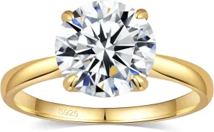 Moissanite Engagement Rings for Women,Promise Rings 925 Sterling Silver with 18K Yellow/White Gold Plated,D Color VVS1 Wedding Band Moissanite Ring 0.5/1/1.5/2/3/4CT