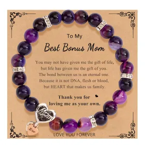 Mom Bracelets for Women - Gifts for Mom from Daughter- Amethyst Bracelet 8MM Healing Crystals Natural Amethyst Beads Handmade Bracelets Mothers Day Gifts Mom Birthday Gifts Christmas Gifts
