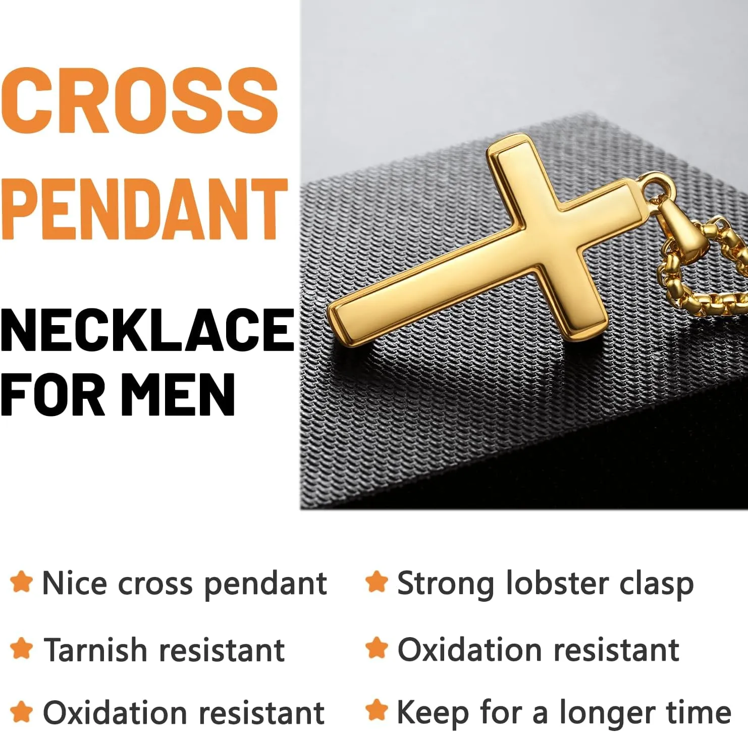 Momlovu Ultra Luxury Cross Necklace for Men, Sturdy Gold Silver Men's Pendant Necklaces Cross Chain for Men, Birthday, Christmas Jewelry Gifts 18,20,22,24 Inch