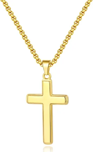 Momlovu Ultra Luxury Cross Necklace for Men, Sturdy Gold Silver Men's Pendant Necklaces Cross Chain for Men, Birthday, Christmas Jewelry Gifts 18,20,22,24 Inch