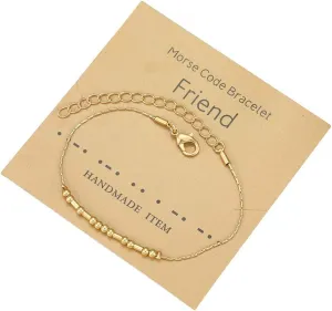 Morse Code Bracelets for Women Friendship Inspirational Graduation Gold Matching Long Distance Touch Inspirational Unique Birthday Valentine'S Day Gift Jewelry