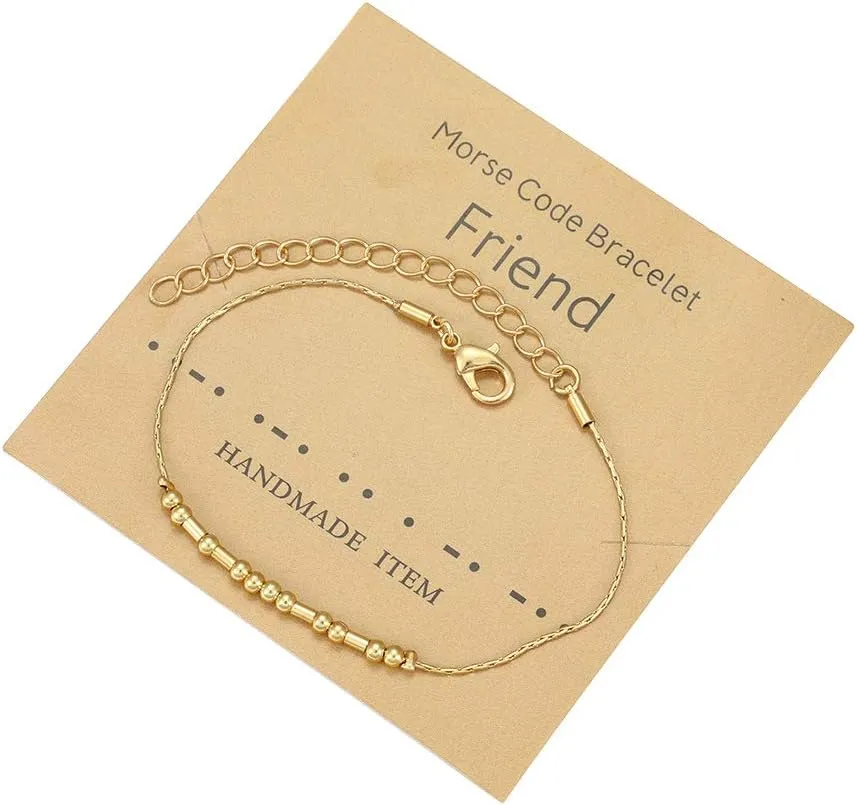Morse Code Bracelets for Women Friendship Inspirational Graduation Gold Matching Long Distance Touch Inspirational Unique Birthday Valentine'S Day Gift Jewelry