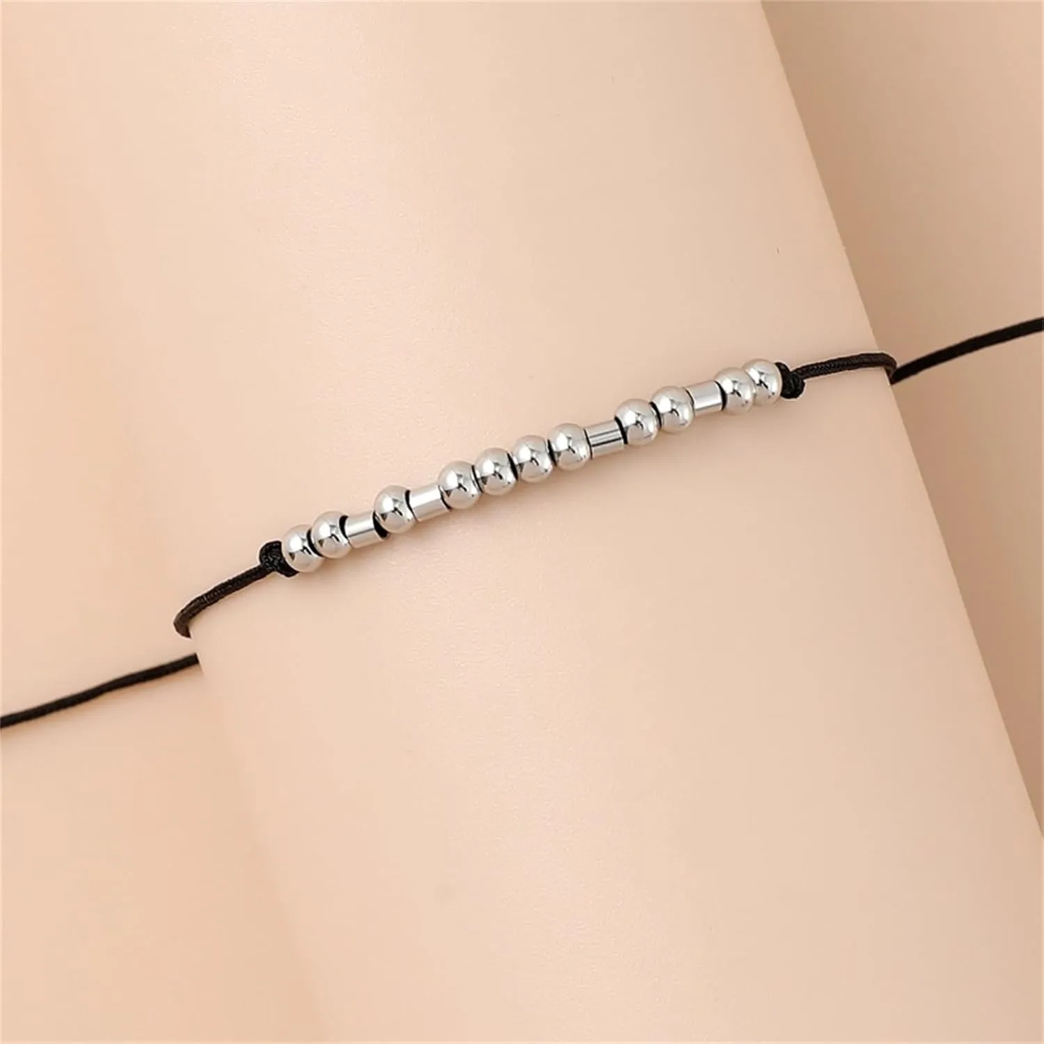 Morse Code Bracelets Stainless Steel Beaded Handmade Funny Adjustable Silver Bracelets Inspirational Gifts for Men Women Friendship Family Birthday Mothers Day Valentines Day Fashion Jewelry Gifts