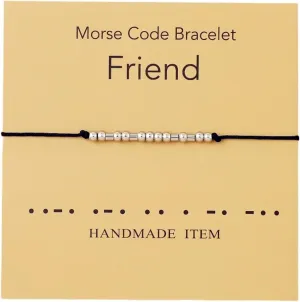 Morse Code Bracelets Stainless Steel Beaded Handmade Funny Adjustable Silver Bracelets Inspirational Gifts for Men Women Friendship Family Birthday Mothers Day Valentines Day Fashion Jewelry Gifts