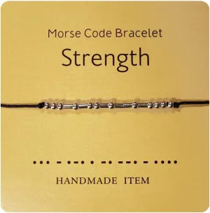 Morse Code Special Meaning Beaded Cylinder on Silk Cord Bracelets with Secret Inspirational Message Card for Women Men Jewelry Unique Gifts