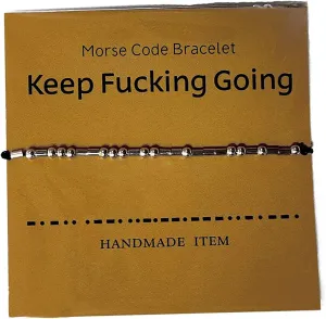 Morse Code Special Meaning Beaded Cylinder on Silk Cord Bracelets with Secret Inspirational Message Card for Women Men Jewelry Unique Gifts