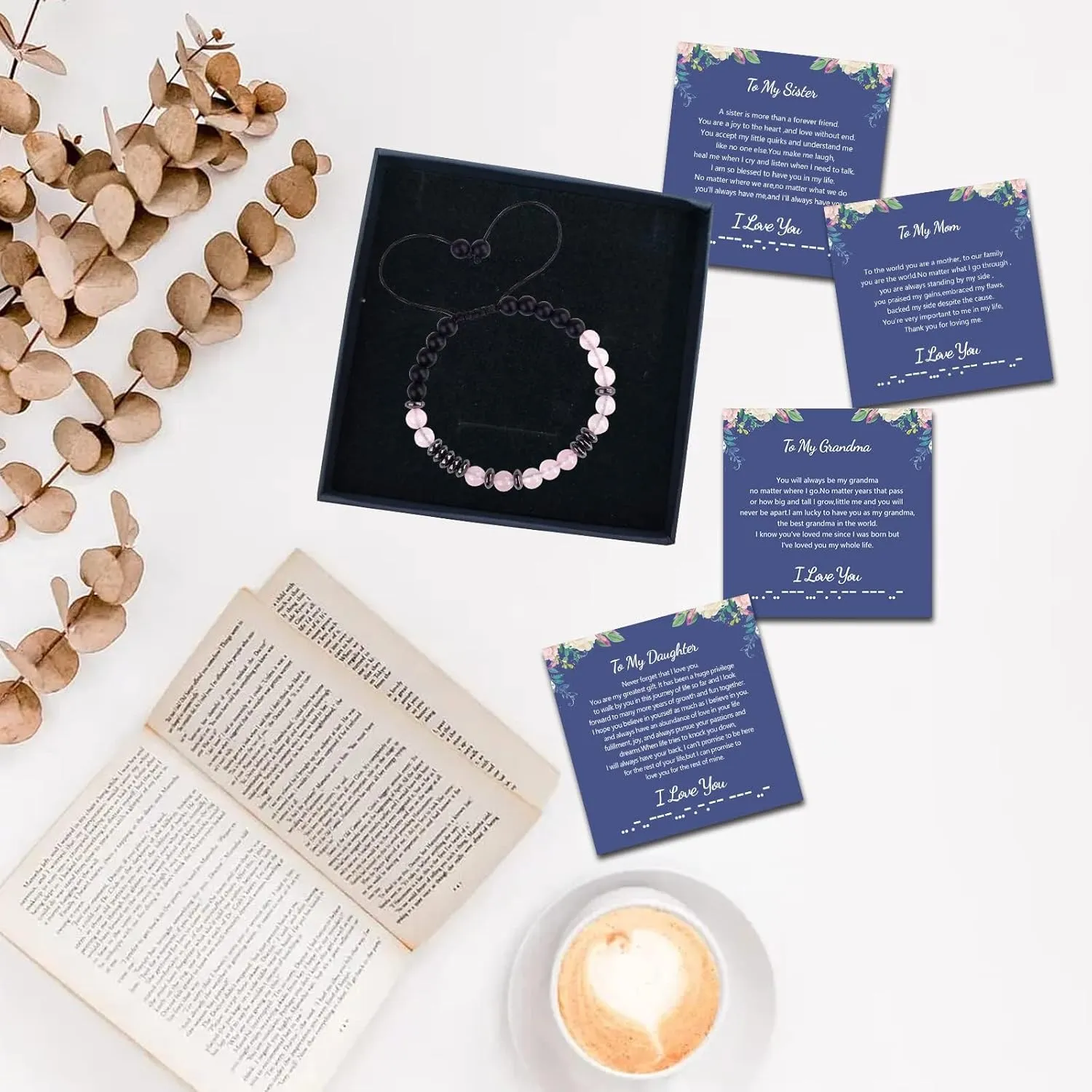 Mother's Day Gifts Grandma Bracelets for Women Morse Code Bracelets,Friendships Inspirational gifts for Women Mother's Day Birthday Christmas Gifts for Grandma (Pink Crystal, Grandma)