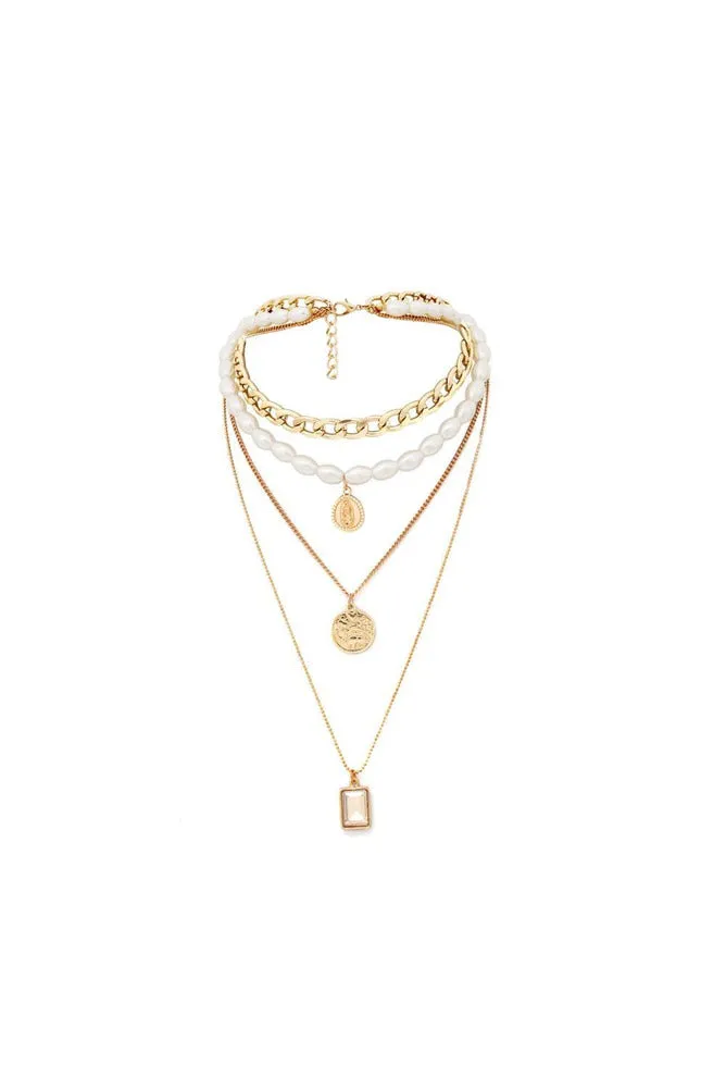 Multi Layered Pearl Choker Necklace