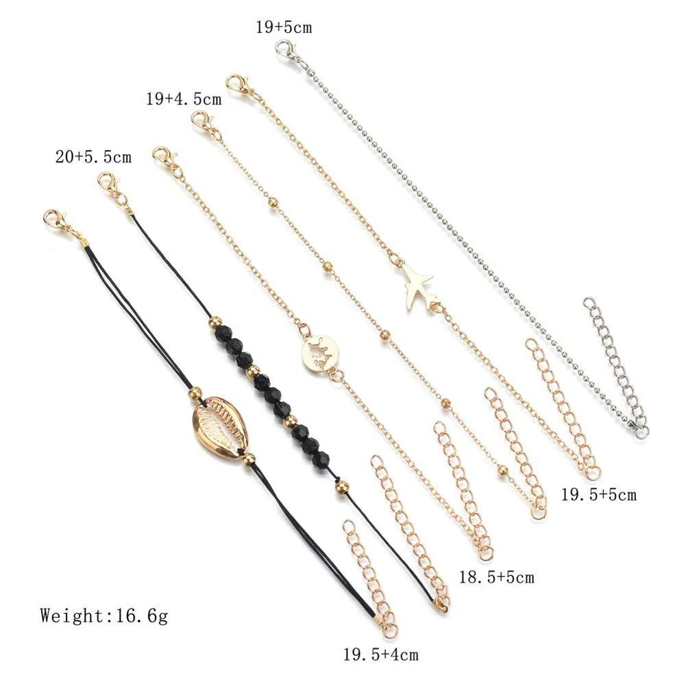 Multilayer Bohemian Handmade Pink Crystal Beads Bracelets Sets Women Vintage Bangles Jewelry Gifts