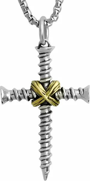 Nail Cross Necklace for Men Women Punk Cross Pendant Necklace Charm Stainless Steel Chain Necklace Jesus Cross Pendant Christian Jewelry Gifts