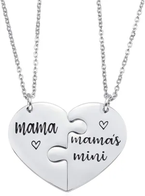Nanafast Mother Daughter Necklaces Stainless Steel Matching Heart Necklace Set Gifts for Dad Mom and Daughter