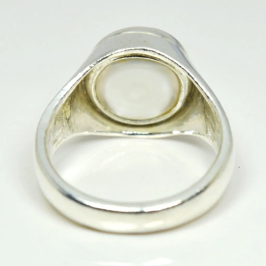 Natural Amethyst Cabochon Silver Rings for Men 5 Carat Gemstones February Birthstones in Size 11