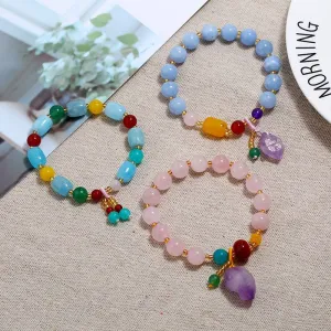 Natural crystal stone bracelet aquamarine moonstone bracelet for women