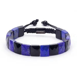 Natural Crytals Mens Beads Bracelet - COLORFEY Mens Bracelets Beaded Lapis Lazuli Black Obsidian Trendy Handmade Bracelet, Unique Double Protection Energy Beads Healing Crystals Bracelet for Men