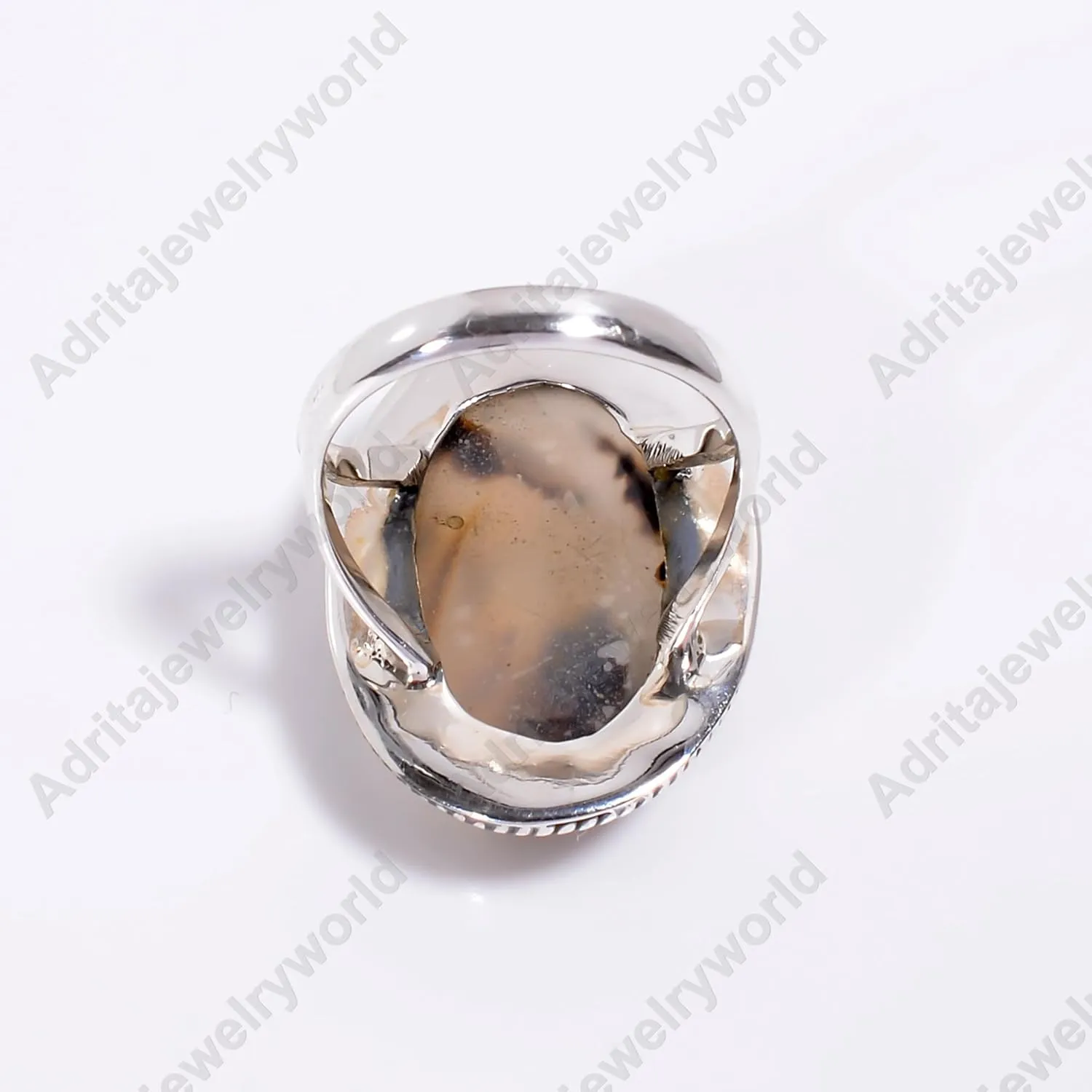 Natural Montana Agate Gemstone 925 Sterling Silver Large Stone Handmade Statement Promise Ring Jewelry Gift for Women (9)