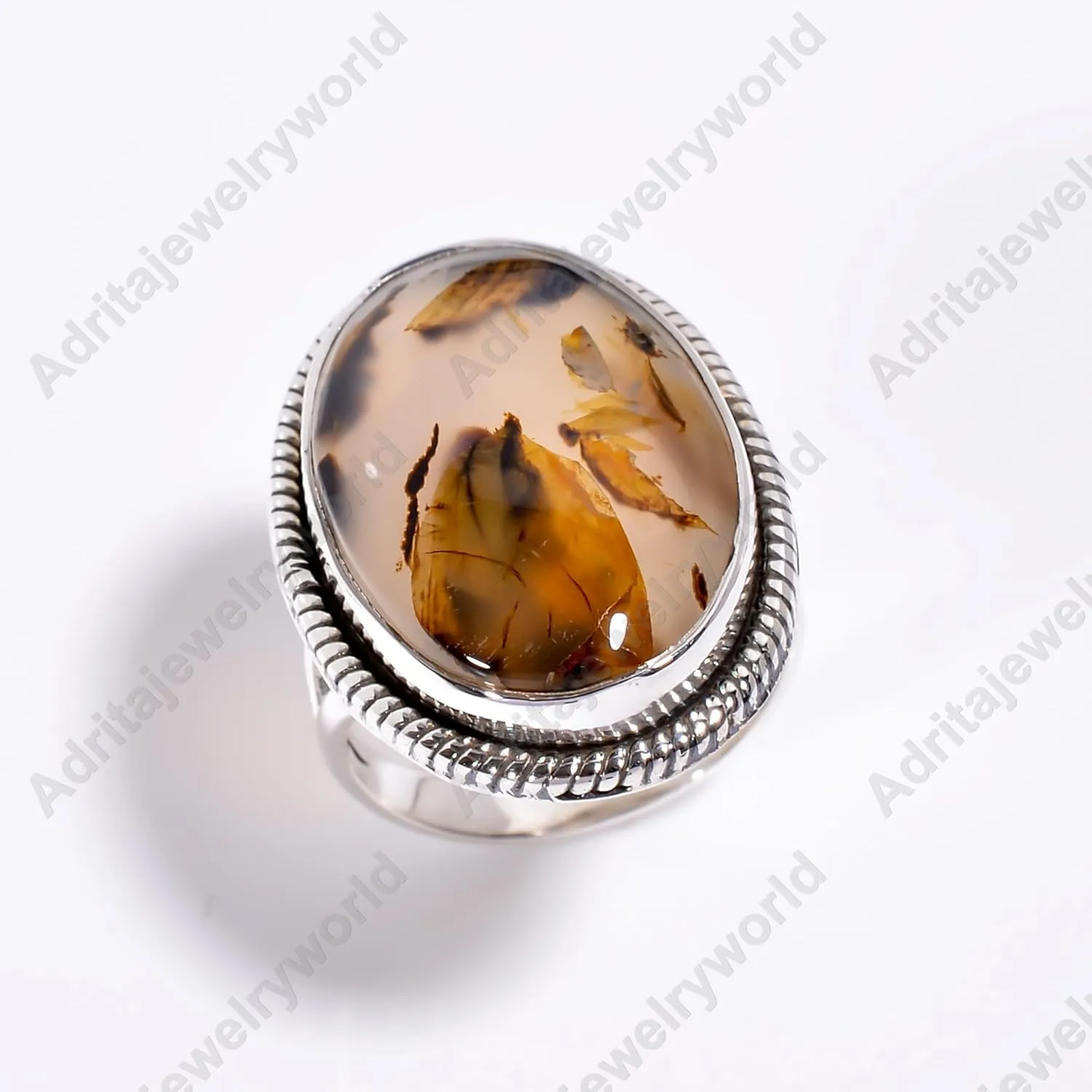 Natural Montana Agate Gemstone 925 Sterling Silver Large Stone Handmade Statement Promise Ring Jewelry Gift for Women (9)