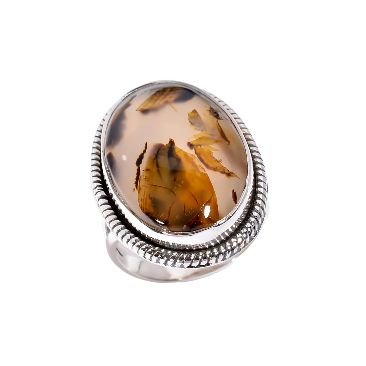 Natural Montana Agate Gemstone 925 Sterling Silver Large Stone Handmade Statement Promise Ring Jewelry Gift for Women (9)