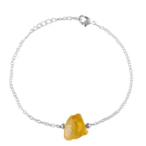 Natural Raw Citrine Bar Bracelet, Healing Crystal, Silver Plated Raw Beads Bracelet, 7 1 inch Adjustable Chain, Gift For Her, Valentine Day Gift (Citrine)