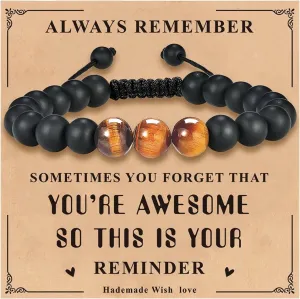 Natural Stone Bracelets Gifts For Women Teen Girls Best Friend,Sometimes You Forget You're Awesome Unique Birthday Gifts for Women with Gift Message Card