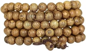 Natural Wooden Mala Prayer Beads Bracelet, 8mm Traditional Buddhist Style Meditation Bracelet for Women Men