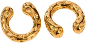 New 2025 Chunky Ear Cuff 18K Pvd Real Gold Plated Stainless Hammered Texture Unique Clip For Women Jewelry Fashion Trendy Accessories Creative Gift