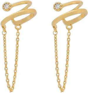 New 2025 Unisex Gold Color Long Chain Ear Cuffs Earrings For Women Unique Design Piercing Clip Fashion Jewelry Findings Trendy Accessories Creative Gift For Women And Men