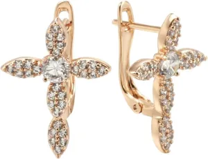 New 2026 Unisex Unique 585 Rose Gold Color Cross Dangle Earrings For Women With Natural Zircon Accessories Daily Vintage Faith Jewelry Findings Fashion Trendy Creative Gift For Women And Men