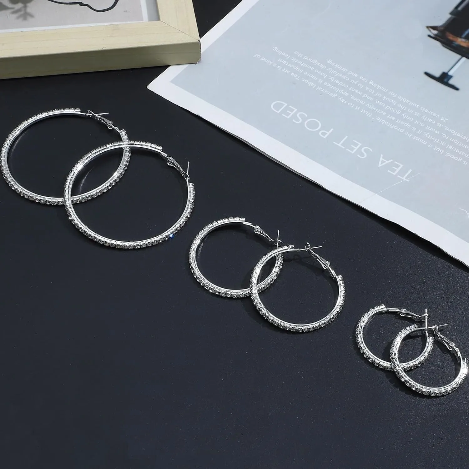 NEWITIN 15 Pieces Silver Jewelry Set for Women Prom Costume Jewels Rhinestone Crystal Necklaces Tennis Bracelets Rings Earrings Set Bridal Wedding Jewelry Sets for Brides Bridesmaid