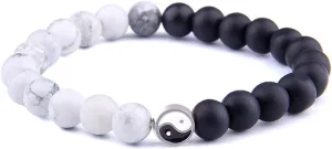 NIIIYTYB Yin Yang Bracelet for Women and Men Ying Yang Couple Charm Bracelets Natural Beaded Friendship Jewelry Matching Rings and Bracelets for Couples Wallet Charm Accessories Unique Present