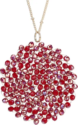 Niumike Handmade Crystal Circle Pendant Necklace for Women Disc Long Statement Necklaces with Box