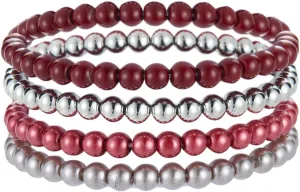 Noessla Beaded Pearl Stretch Bracelet Silver Stackable Crystal Beads Bracelets Trendy Costume Jewelry Mothers Day Gifts for Women