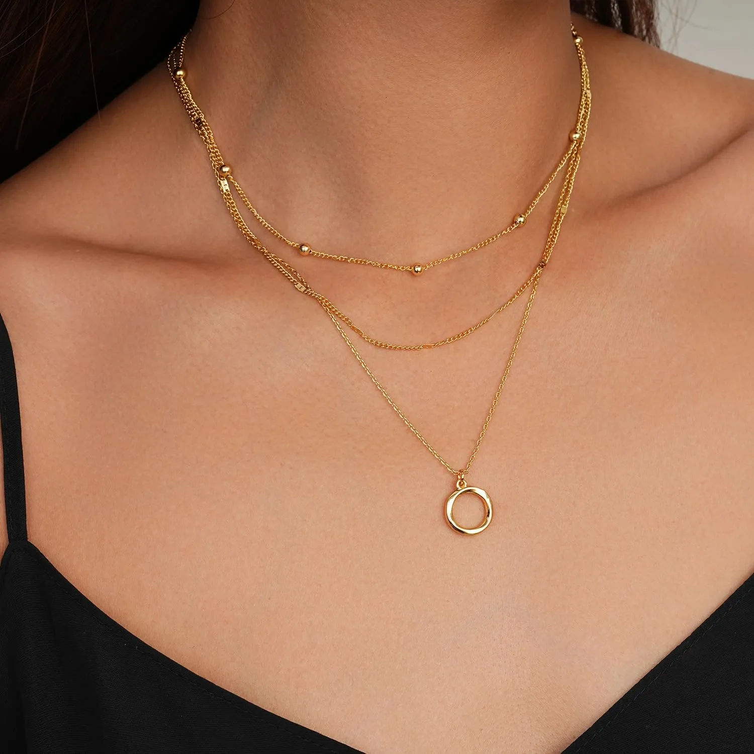 Non Tarnish 14k Gold Plated Layered Necklaces for Women Trendy, Sliver Stackable Dainty Herringbone | Paperclip | Rope | Cuban Chain Necklace Adjustable Jewelry Set Gift for Women