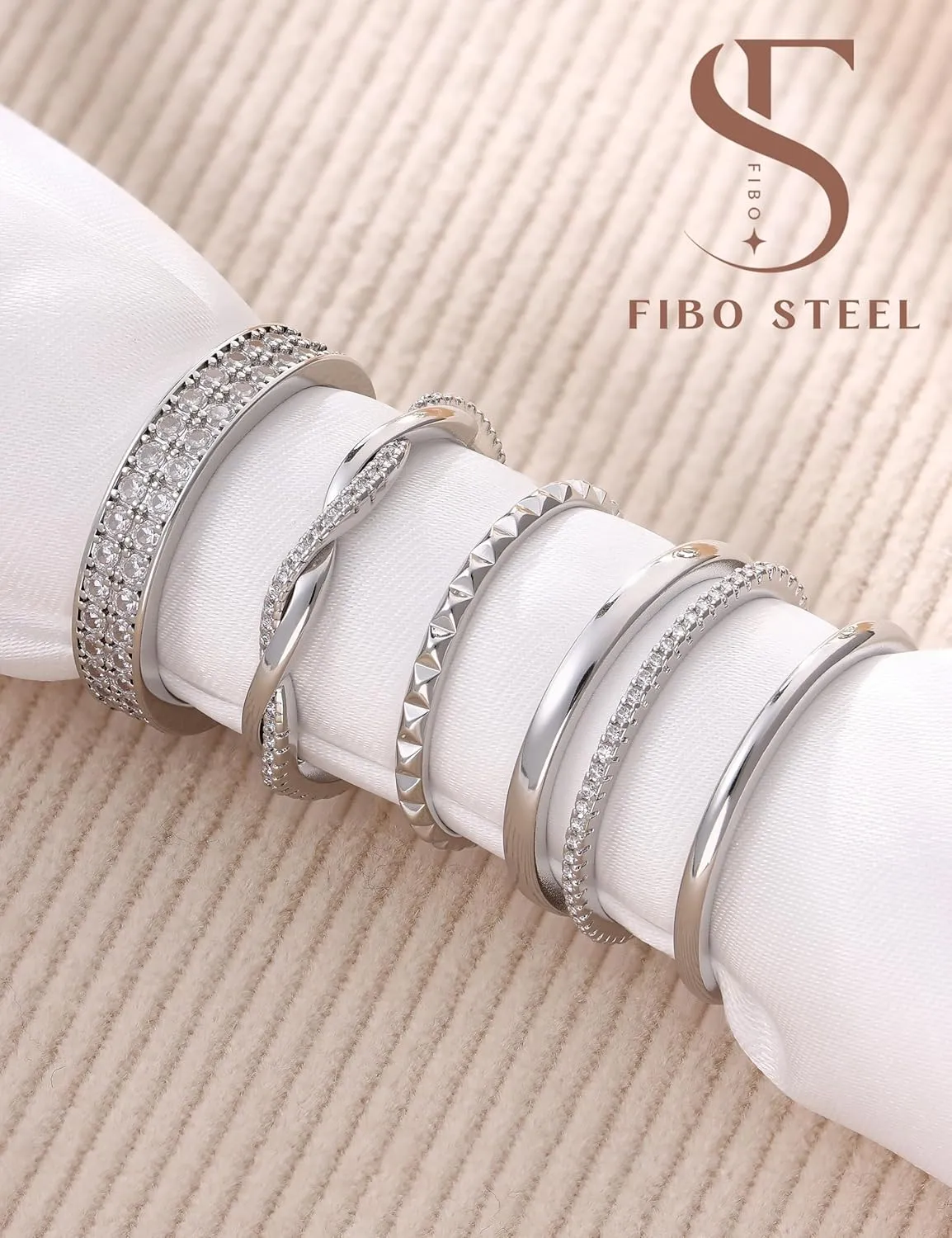 Non Tarnish Gold Silver Stackable Rings for Women - 14K Gold Plated Waterproof Stacking Thin Chunky Bands Cubic Zirconia Thumb Ring Set 2-4mm Trendy Statement Promise Engagement Rings Size 5-10