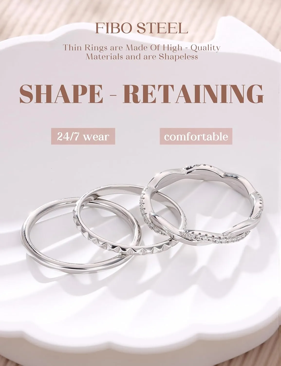 Non Tarnish Gold Silver Stackable Rings for Women - 14K Gold Plated Waterproof Stacking Thin Chunky Bands Cubic Zirconia Thumb Ring Set 2-4mm Trendy Statement Promise Engagement Rings Size 5-10