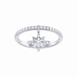 North Star Diamond Charm Ring in Sterling Silver