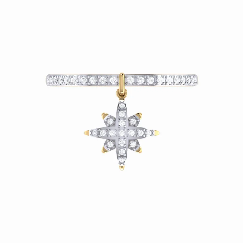 North Star Diamond Charm Ring in Sterling Silver