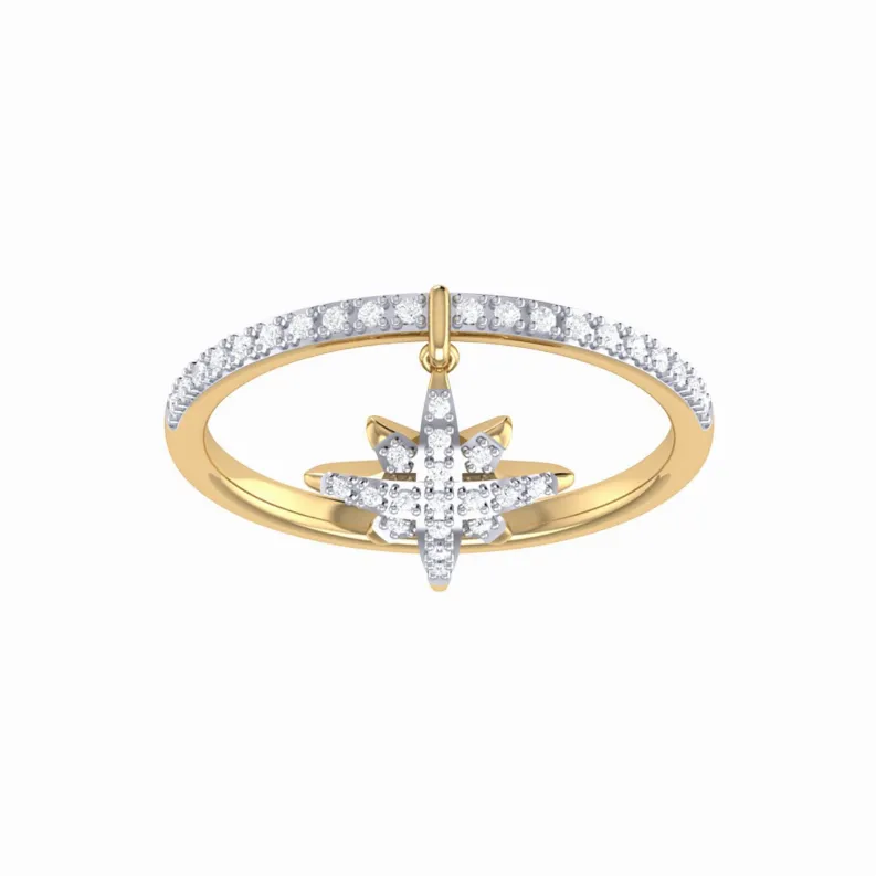 North Star Diamond Charm Ring in Sterling Silver