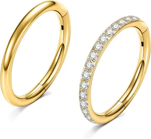 Nose Rings Hoops for Women Men Conch Hoop Earring Silver Gold 16g 18g Surgical Steel Tragus Nostril Helix Cartilage Clicker Ring Piercing Body Jewelry