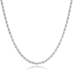 OCHCOH 925 Sterling Silver Clasp 2/2.5/3/4/5mm Rope Chain Necklace for Men Women Diamond Cut Silver Chain Necklace for Men 16-30 Inch