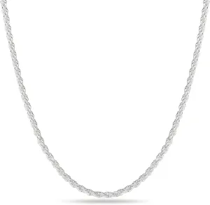 OCHCOH 925 Sterling Silver Clasp 2/2.5/3/4/5mm Rope Chain Necklace for Men Women Diamond Cut Silver Chain Necklace for Men 16-30 Inch
