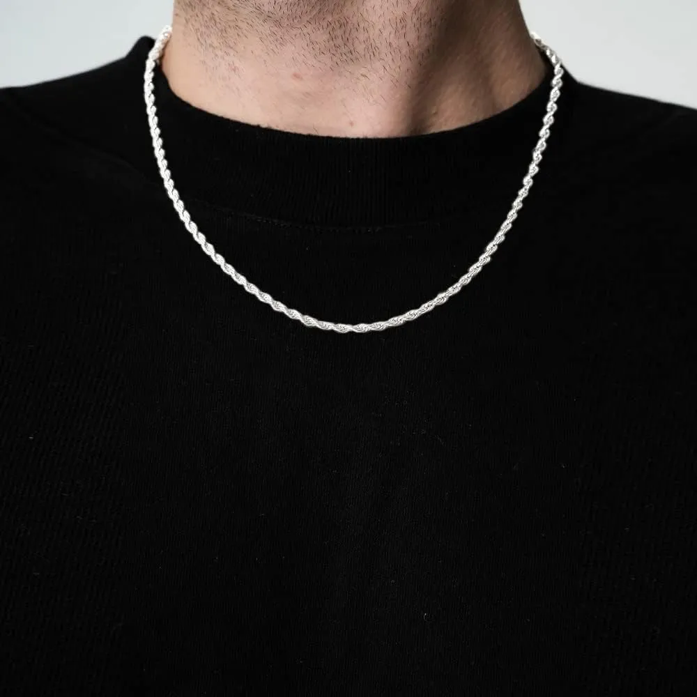 OCHCOH 925 Sterling Silver Clasp 2/2.5/3/4/5mm Rope Chain Necklace for Men Women Diamond Cut Silver Chain Necklace for Men 16-30 Inch