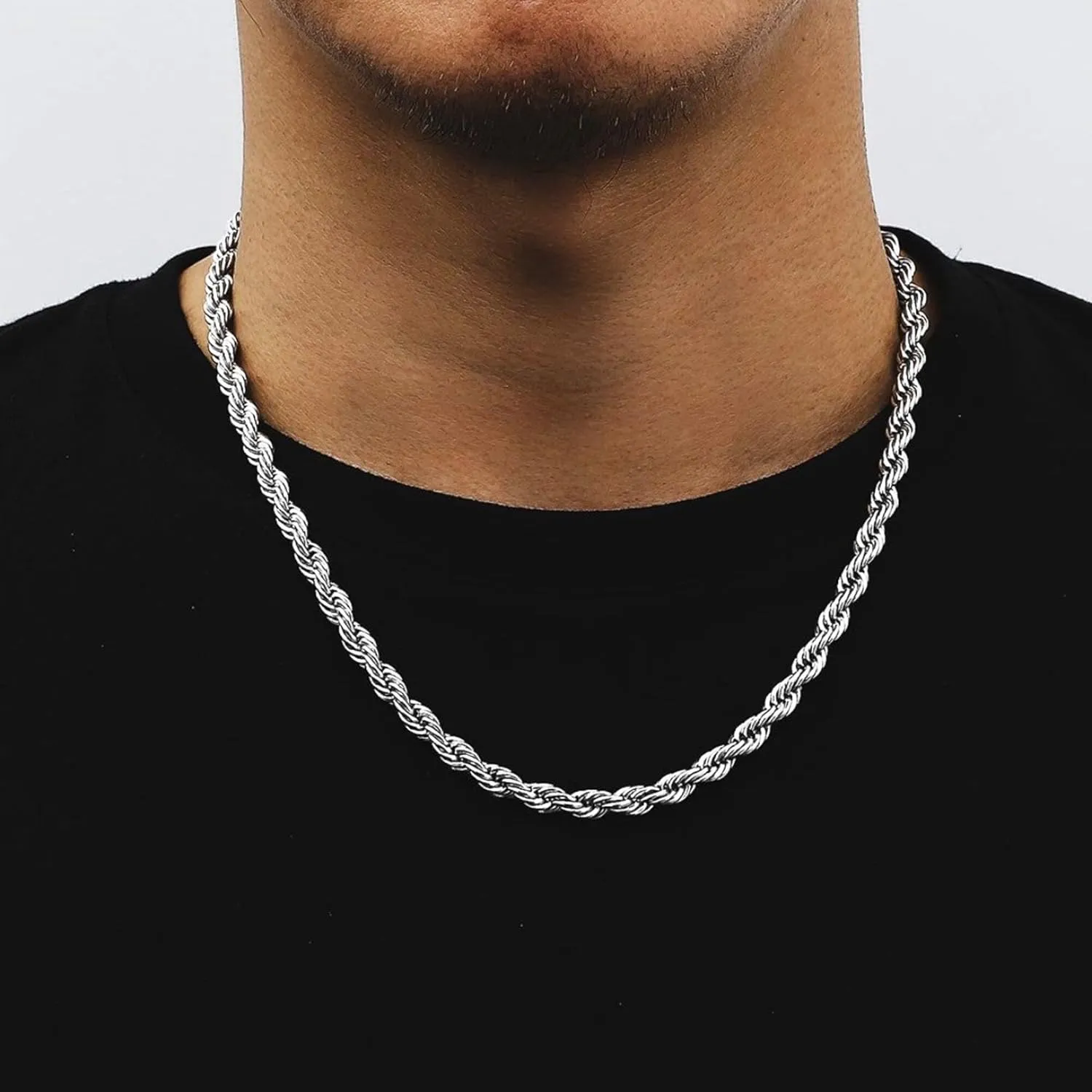 OCHCOH 925 Sterling Silver Clasp 2/2.5/3/4/5mm Rope Chain Necklace for Men Women Diamond Cut Silver Chain Necklace for Men 16-30 Inch
