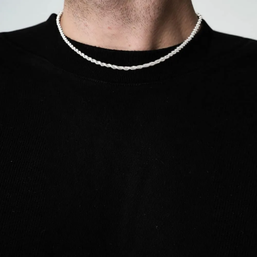 OCHCOH 925 Sterling Silver Clasp 2/2.5/3/4/5mm Rope Chain Necklace for Men Women Diamond Cut Silver Chain Necklace for Men 16-30 Inch