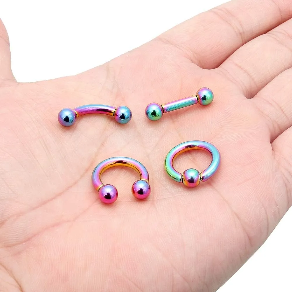 Ocptiy 2G 4G 6G 8G 12G 14G Large Septum Rings Ear Gauges Internally Threaded Spike Horseshoe Barbells Stainless Steel & Acrylic Pincher Tapers C Shape Buffalo Stretcher Expander for Women Men